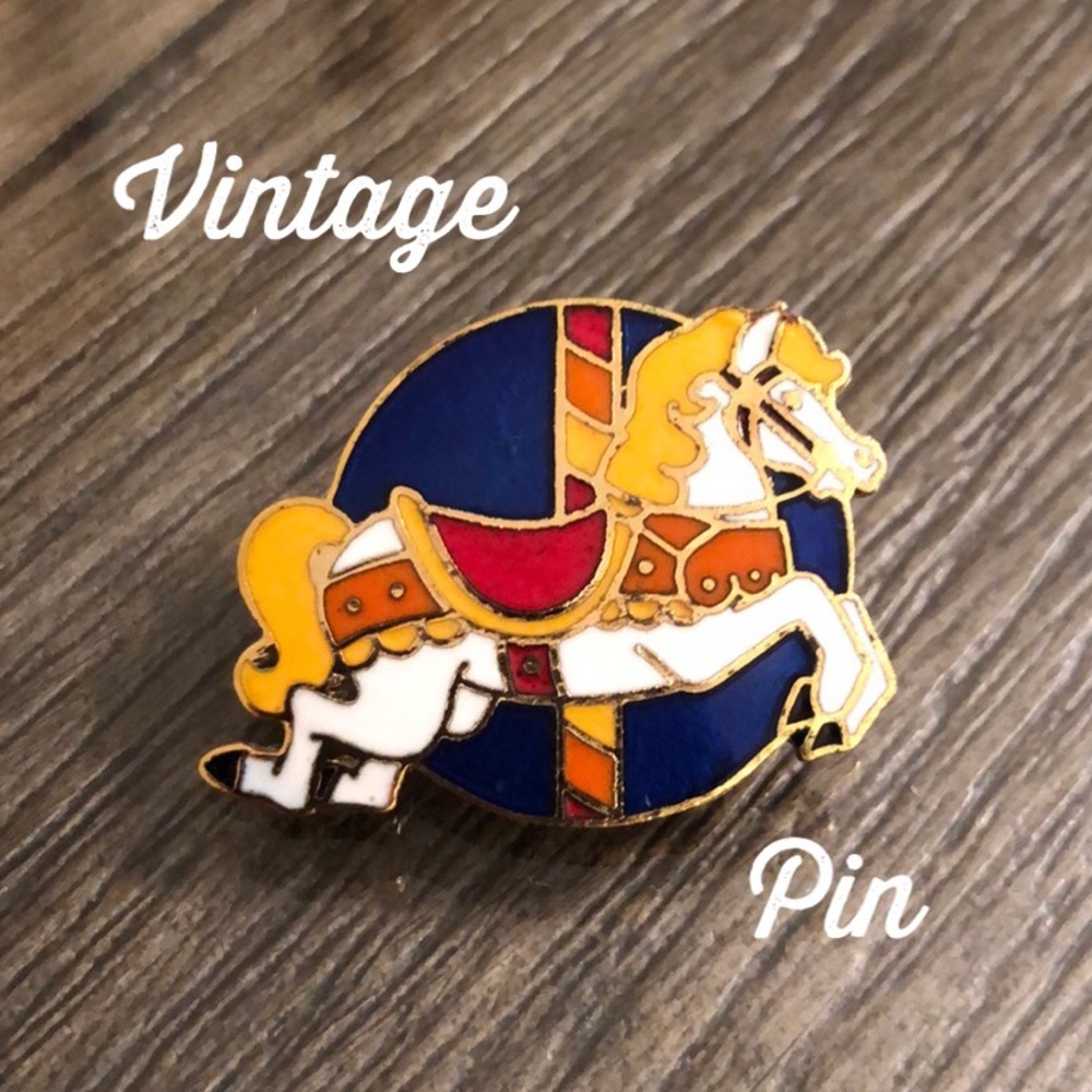 Vintage Carousel Horse Pin Cloisonné Enamel Made By Gift Creations